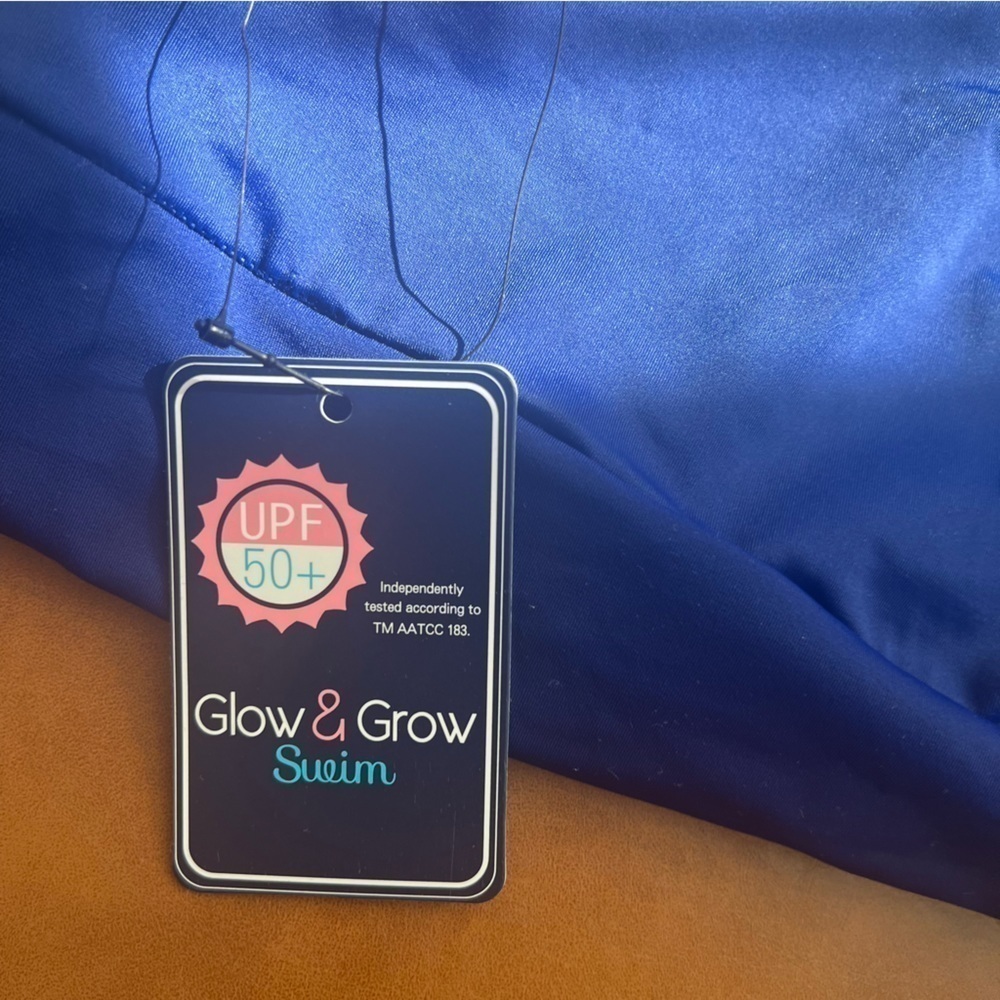 Glow & Grow Maternity Blue White Stripe Swimsuit Tankini Top L UPF 50+ Nautical - Picture 4 of 9